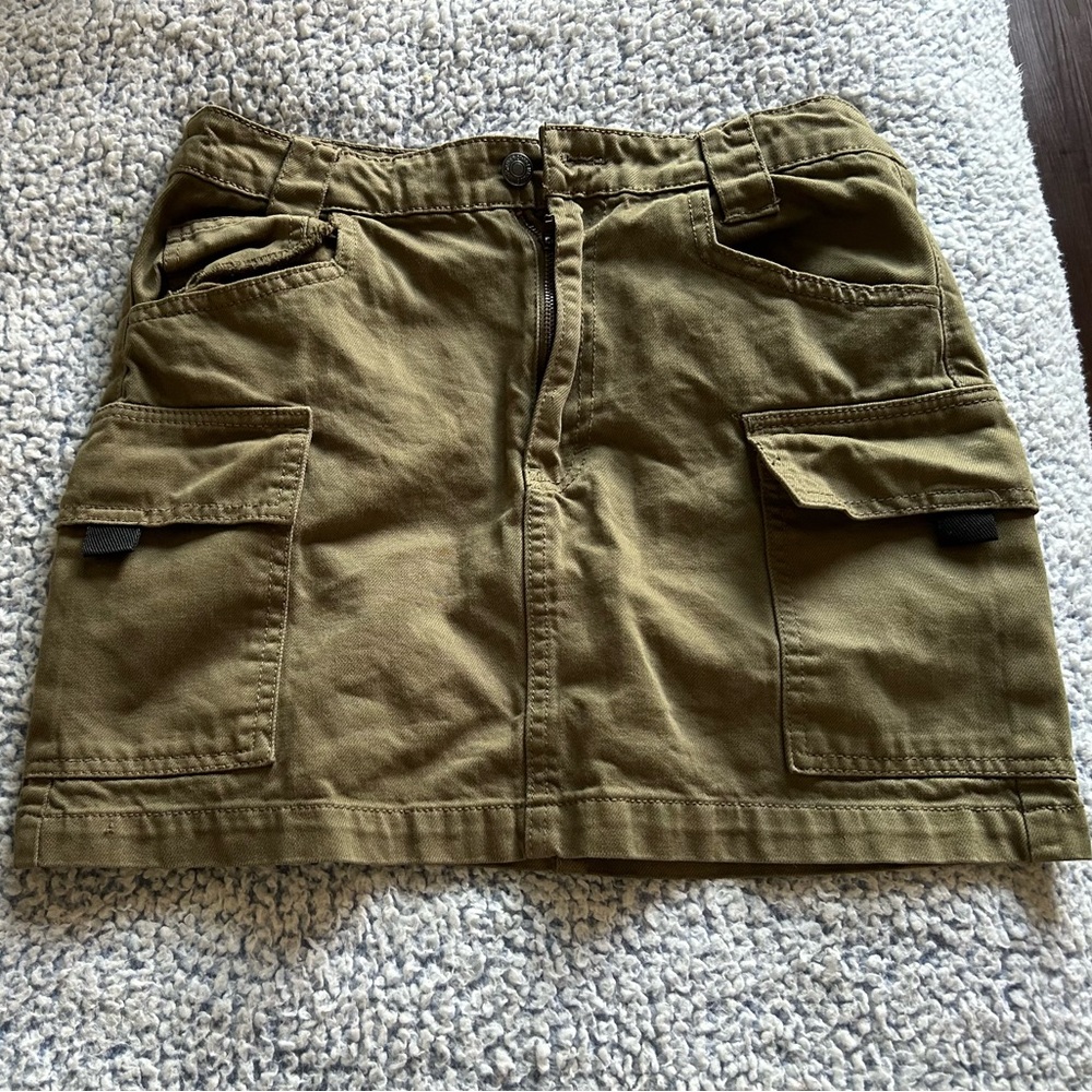 Olive Green Cargo Mini Skirt